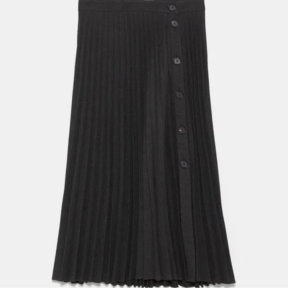 NWT Zara Gray Pleated Buttoned Skirt 7149/266 Size M - Picture 7 of 12